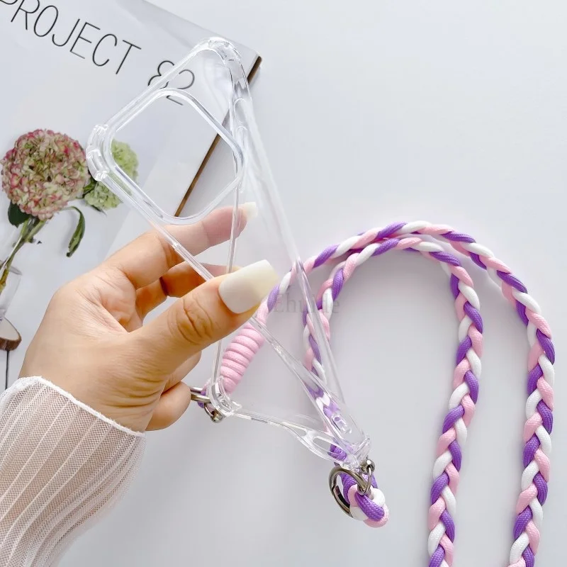 Braid Strap Crossbody Lanyard Transparent Soft Case Cover