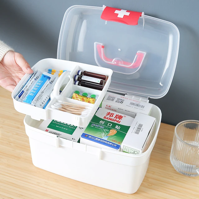 First Aid Kit Storage Box Plastic Large-capacity Medicine Box with Handle  Multi-Functional Portable Medicine Cabinet Organizer - AliExpress