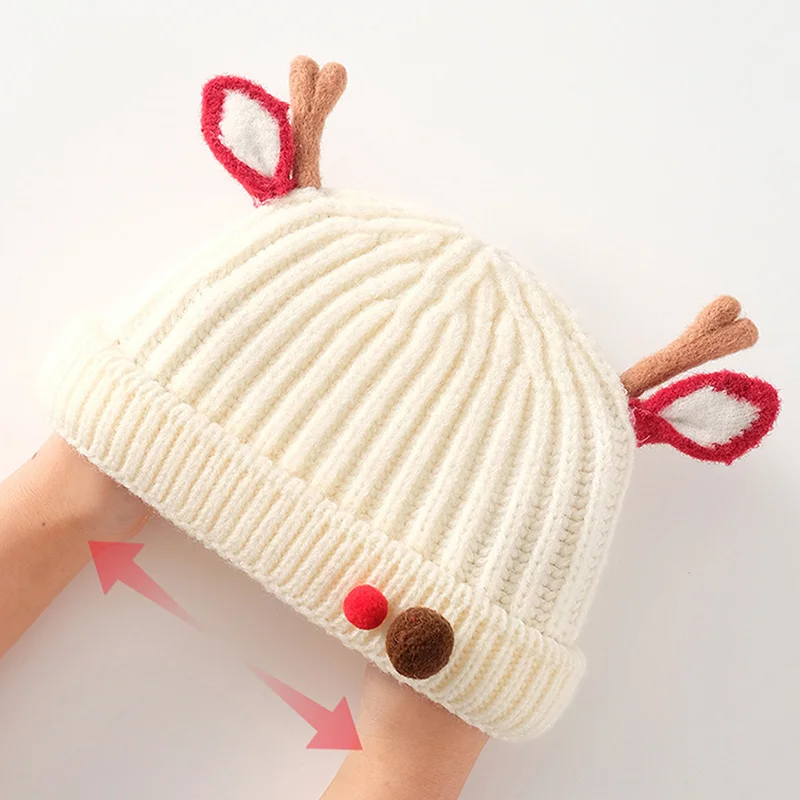 Baby Hat Knitted Autumn And Winter Children Thickened Baby Cute Antler