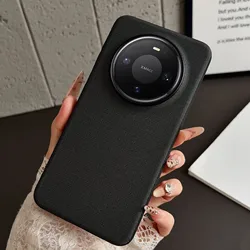 Premium Cloth Fabric Magnetic Wireless Charging Case with Metal Buttons and Anti‑Scratch Textured Back Cover for Huawei Mate 60 (Black)