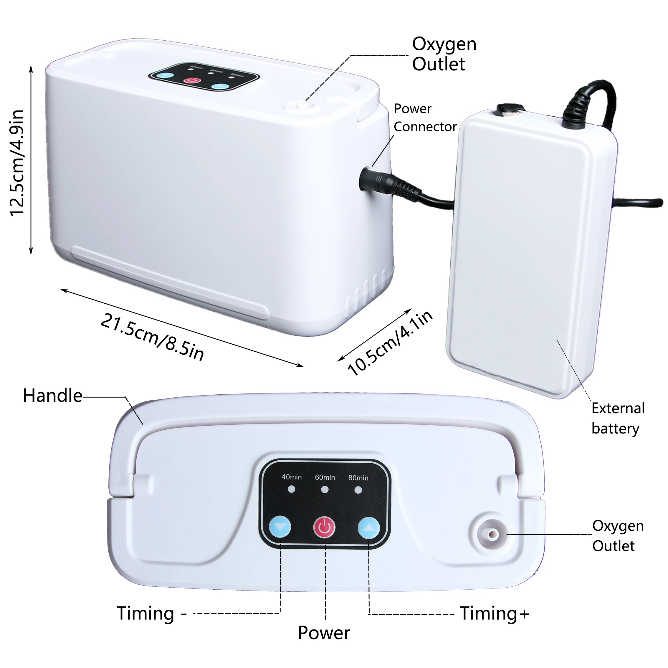 3L Mini Oxygen Generator Portable With Battery For Outdoor Travel 32.5% Purity Impulsive Pulse Rechargeabl Oxygen Concentr RS-01