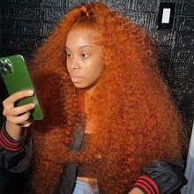 Orange Ginger Lace Front Wig Curly Human Hair Wigs For Women 30Inch Deep Wave Frontal Wig 13x4 13x6 HD Lace Front Human Hair Wig