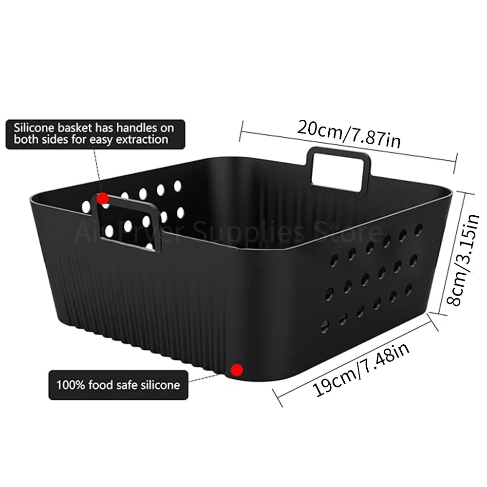Air Fryer Liners Air Fryer Accessories Air Fryer Silicone Tray 20cm Reusable Square Air Fryer Silicone Liners for Ninja AF180 AF140 Air Fryer for Philips HD9270 Baking Accessories