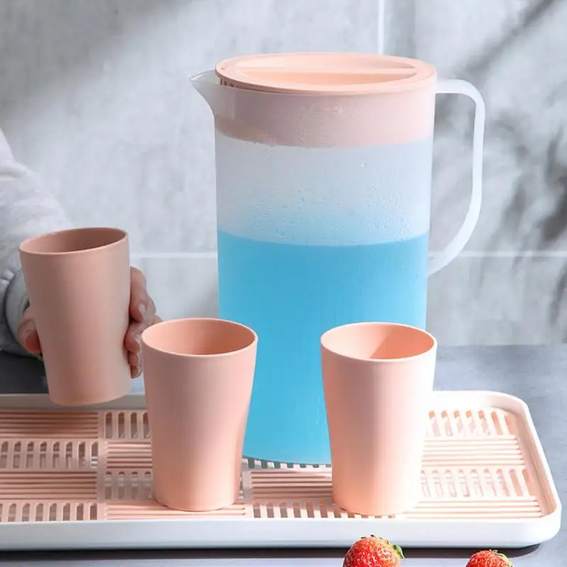 1.5L/2L Large Water Pitcher With Handle And Lid Heat Resisttant Cold Hot Kettle Large-capacity Tea Pitcher Water Juice Jug glass pitcher plastic juice jug cold water jug