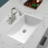 1pc Bathroom Sink Undermount - 18"x13" Modern White Rectangular Vessel Undermount Sink, Porcelain Ceramic Under Counter Lavatory 4