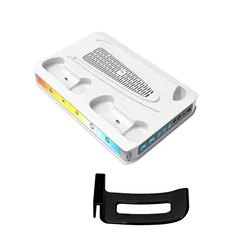 Enhanced Cooling and Charging Station with RGB Lighting (White)