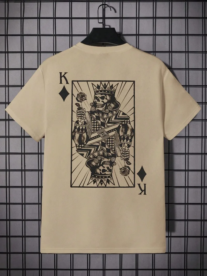 

Men's T-shirt Poker Graphic Printed O-neck Short Sleeve, Funny Abstract Pattern, New Summer Casual Fashion Men's Clothing
