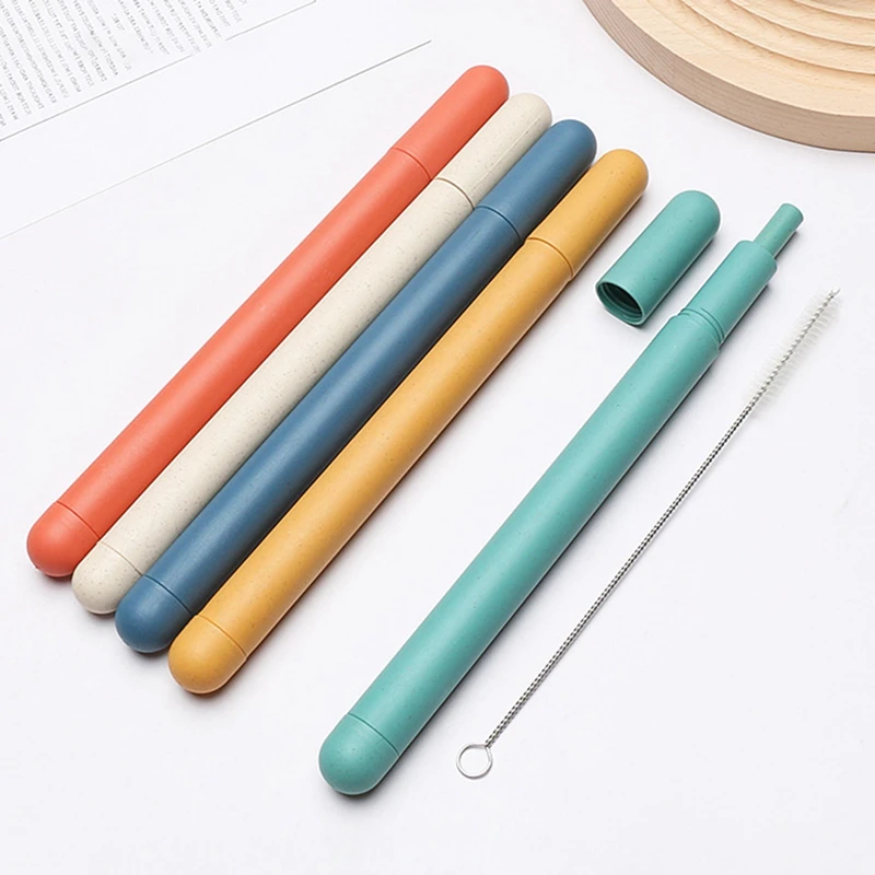 Reusable Food Grade Silicone Straws Straight Drinking Straw With Cleaning Brush Set Party Bar accessory drinking straws