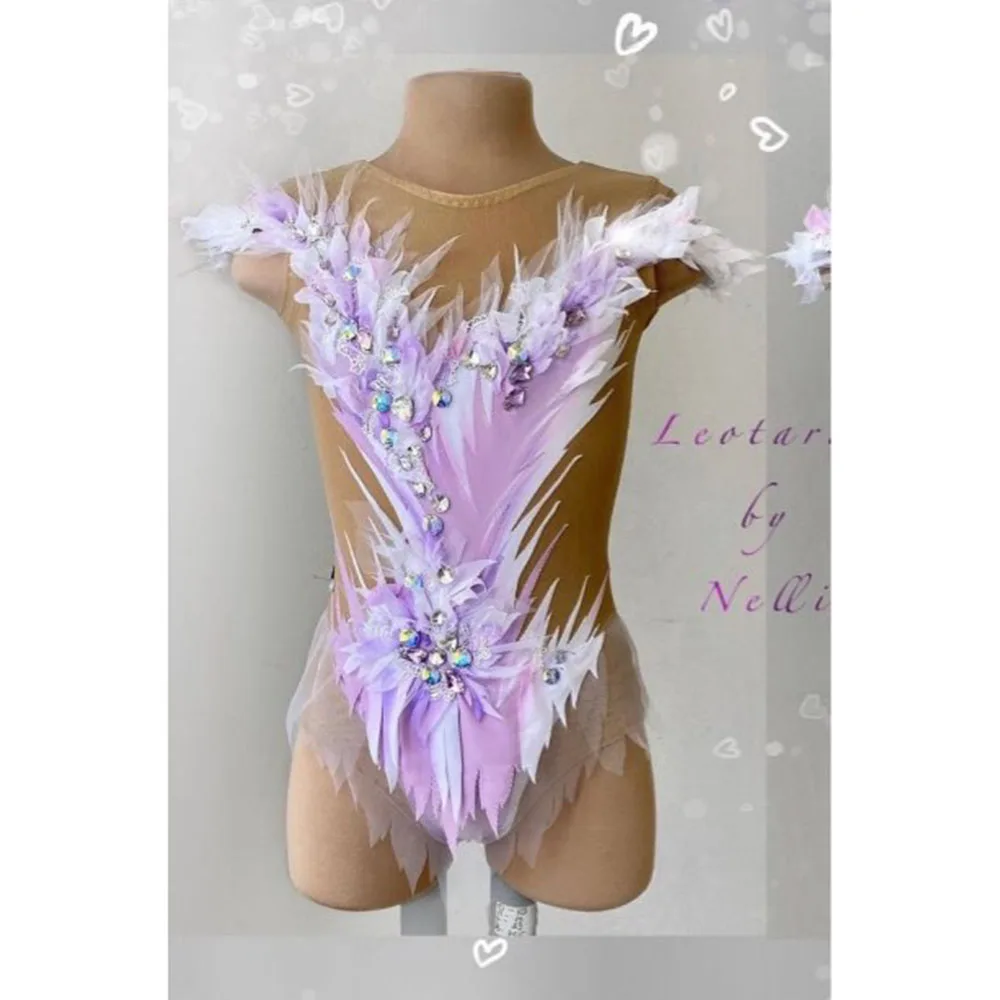

White dance suit, gymnastics suit, competition suit