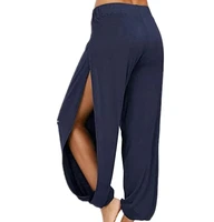 Women Fashion Yoga Pants High Waisted Slit Wide Leg Haren Pants Gym Leggings Casual Solid Hollow Workout Trousers Gym Home Wear - Image 3