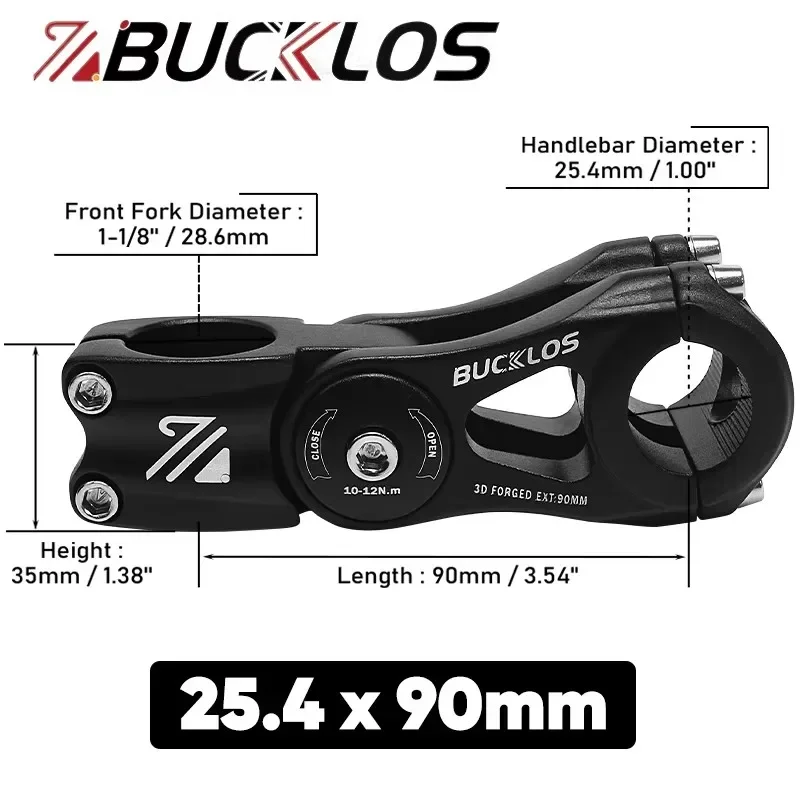 BUCKLOS Adjustable Bike Stem MTB 25.4mm 31.8mm 110/130/145mm