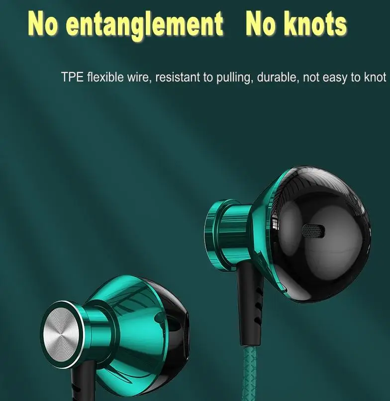 Wired Headphones With Microphone Wire-Controlled Metal In-Ear Headphones Music Sport Earphones Gaming Headset Volume Control