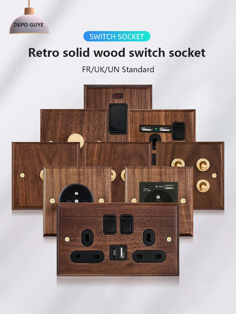 black walnut brass toggle light switch panel