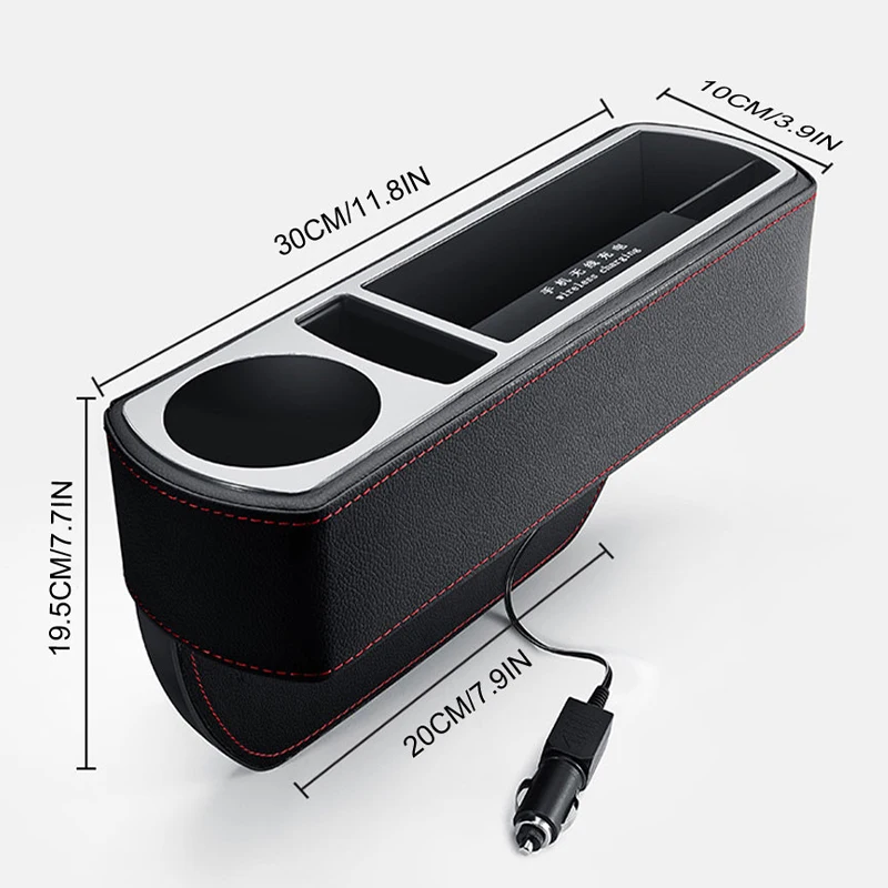 Wireless Charging Car Storage Box with Cup Holder