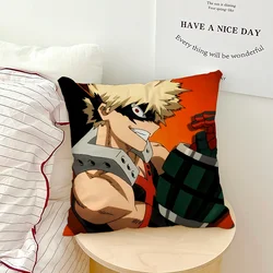 Anime Fanart Cushion Cover Featuring Bakugo Katsuki - Soft Pillowcase for Home and Office Decor (Z1)
