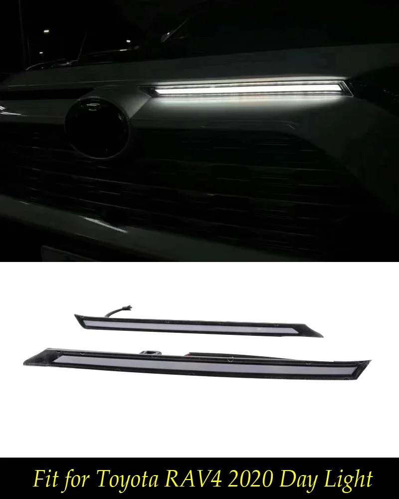 

For Toyota RAV4 2019 2020 1 Pair Yellow Turn Signal Function Car DRL LED Daytime running Light Automobile Cover Decoration Light