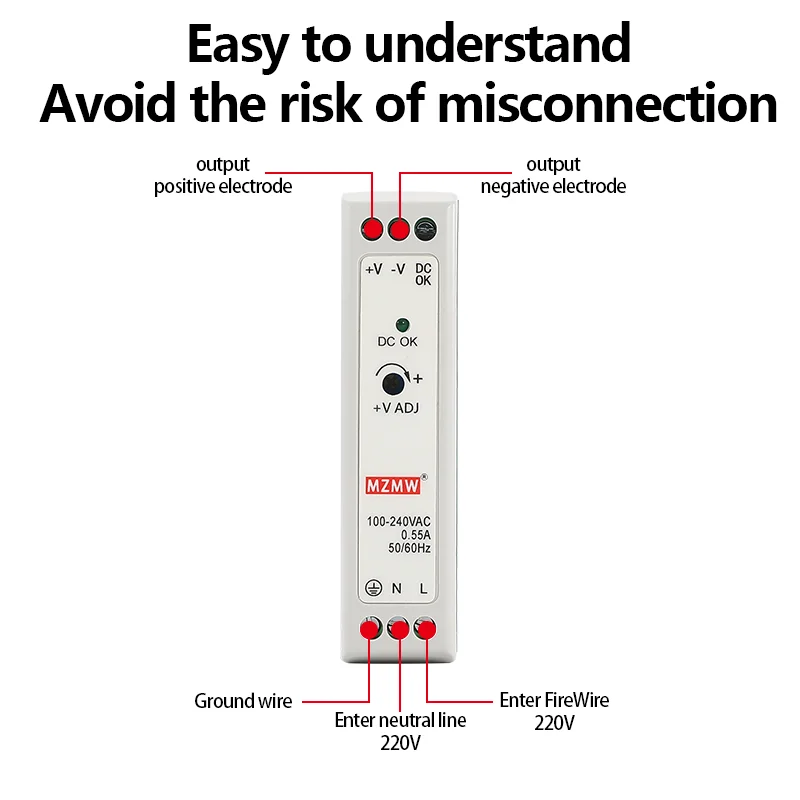 10W 20W DIN 레일 스위칭 전원 공급 장치 MDR 시리즈 5V 12V 24V 110V/220v AC-DC 산업용 안정기 변압기