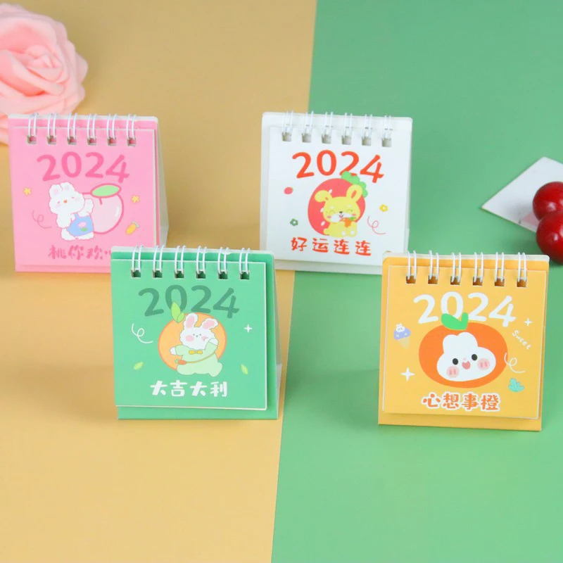 

2024 Calendar Delicate Cartoon Cute Desk Refreshing Mini Desktop Note Coil Calendar Office Desk Decoration School Supplies