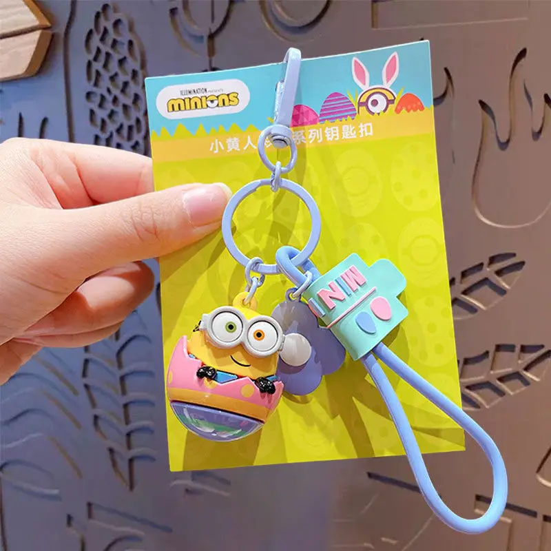 

Cartoon Easter Egg Minions Keychain Cute Kawaii Backpack Pendant Decorate Kawaii Car Keychain Accessories Creative Couple Gifts