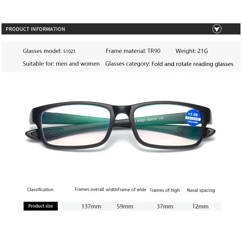 Reading Glasses Men Women Sports Anti-blue Light Reading Eyewear Black Red TR90 Frame Presbyopia Eyeglasses +100 to+400 glasses