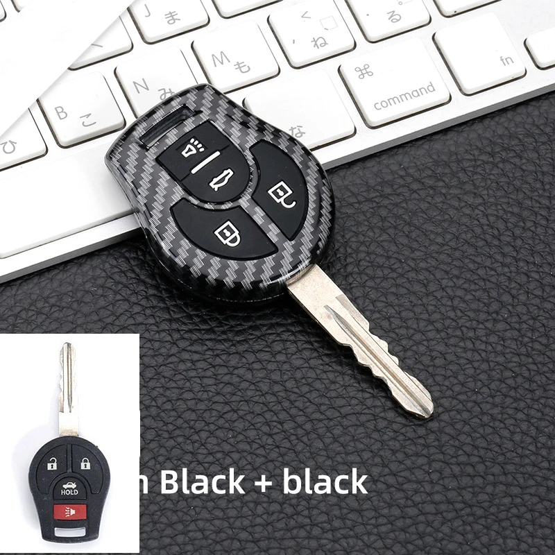 Car Key Shell Carbon Fiber ABS Remote Car Key Case Silicone Full Cover For Nissan Juke March Qashqai Sunny Sylphy Tiida X-Trail