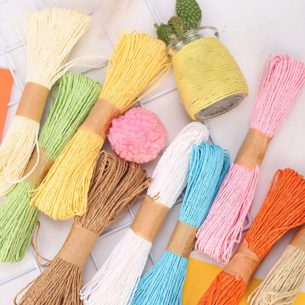 Chainho,Thin Paper Rope,Double-Strand,Diameter 1mm,10 Color Available,30 Yards,DIY Hand-Woven Flower,Packaging Material,SZ20