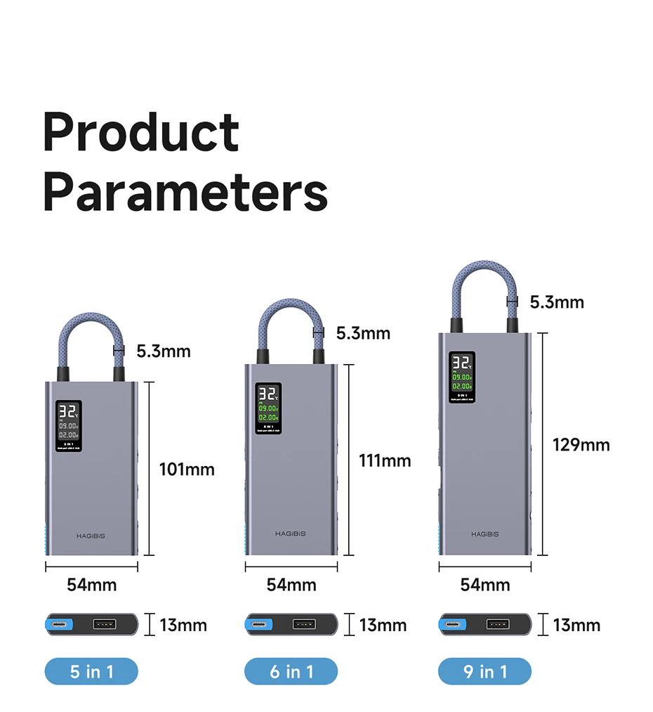 USB C Hub With LCD Display Type C Multiport Hagibis
