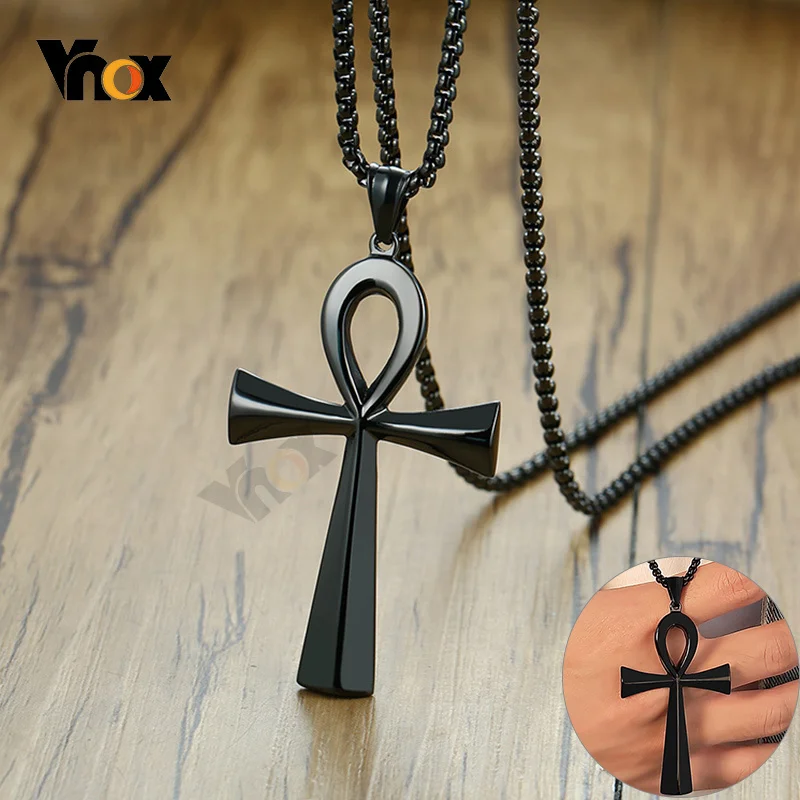 Vnox collares de crucifijo de egipcio símbolo de la colgantes de cruz, regalos de oración, de acero inoxidable|Collares colgantes| - AliExpress