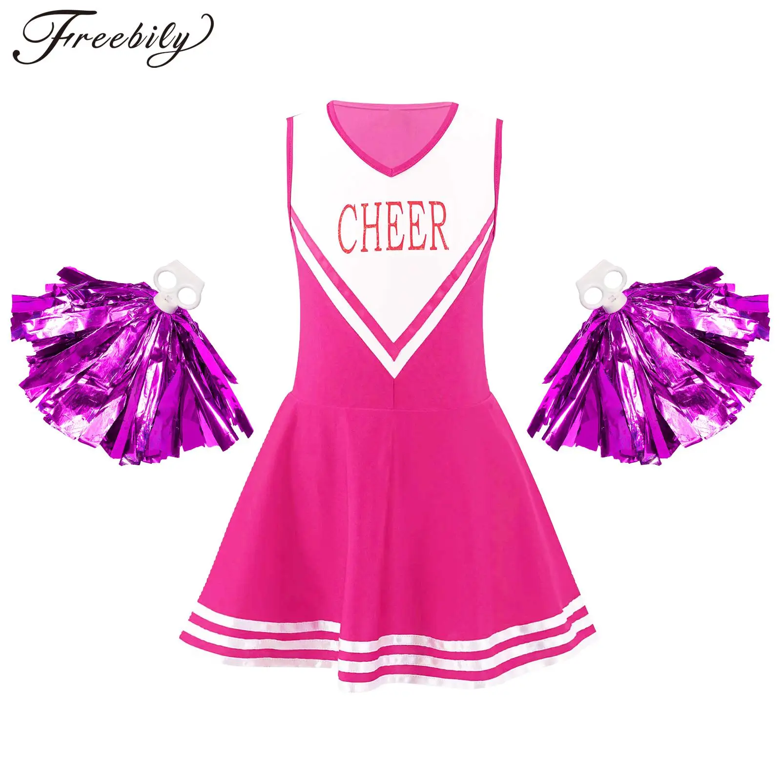 Freebily Costume Pompom Girl Fille Enfant Cheerleaders