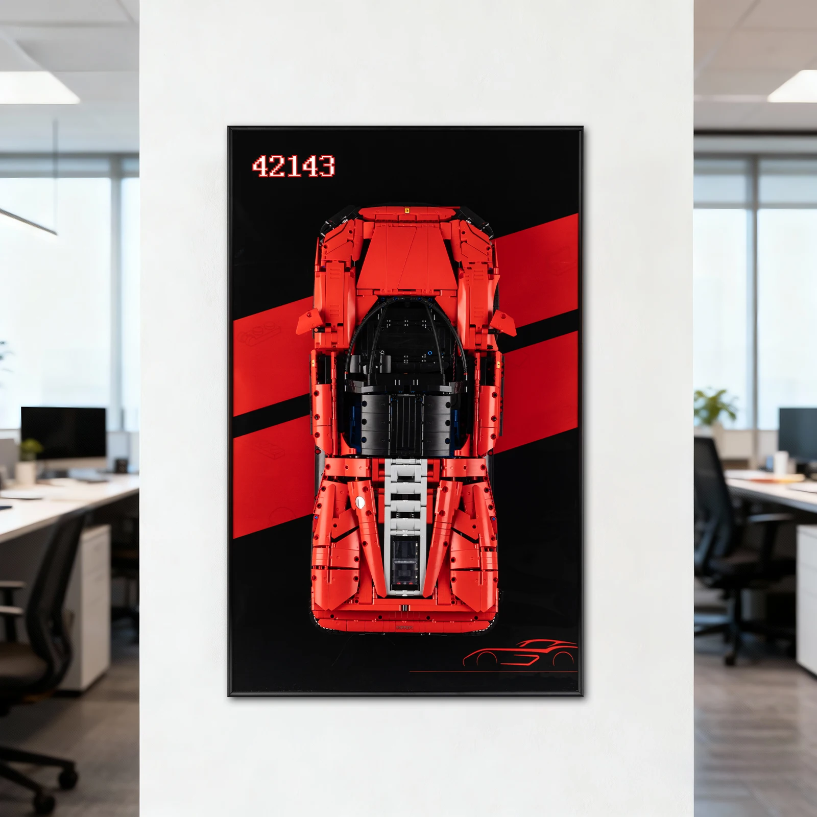 레고 페라리 데이토나 SP3 42143 성인용 수집용 자동차 벽걸이 조립 블록 사진 프레임용 디스플레이 월보드