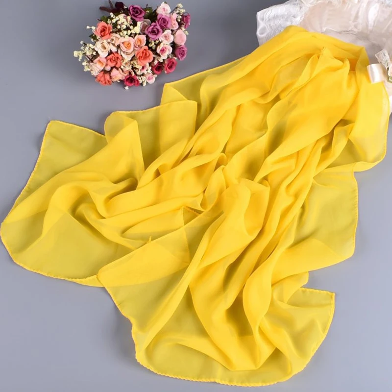 Women's Long Chiffon Scarves Plain Pure Color