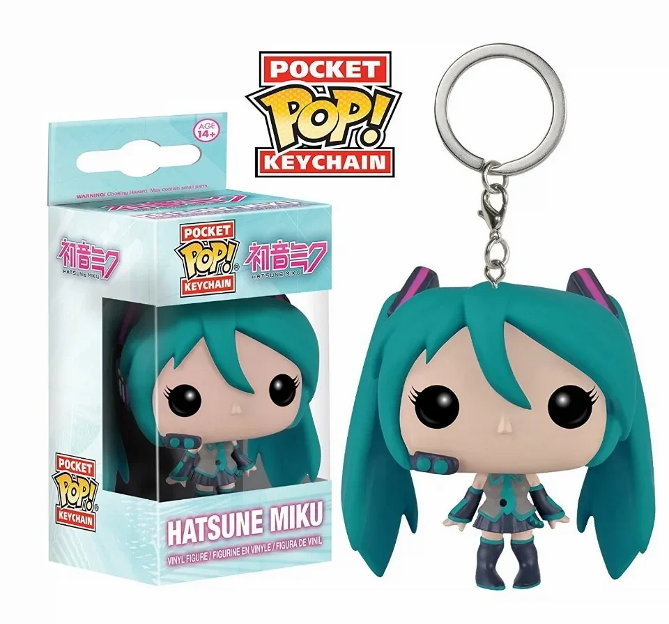 FUNKO POP אנימה Hatsune Miku מחזיק מפתחות כיס פופ צעצוע פעולה דמויות מחזיק מפתחות ויניל דמות בובה צעצועים עבור ילדים