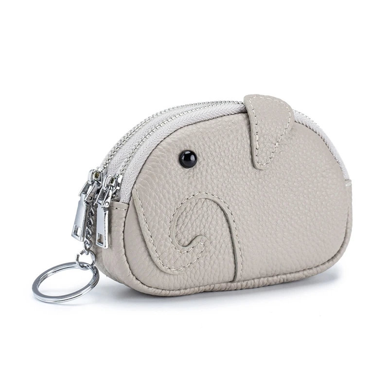 RFID Blocking Money Bag for Women Leather Casual Keychain Credit Card Holder Double Zipper Change Pocket Coin Purse