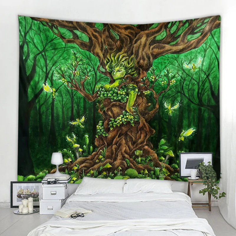 Tapestry Decor Forest life tree tapestry landscape wall hanging tapestry living room decoration lantern tree magic home decoration tap