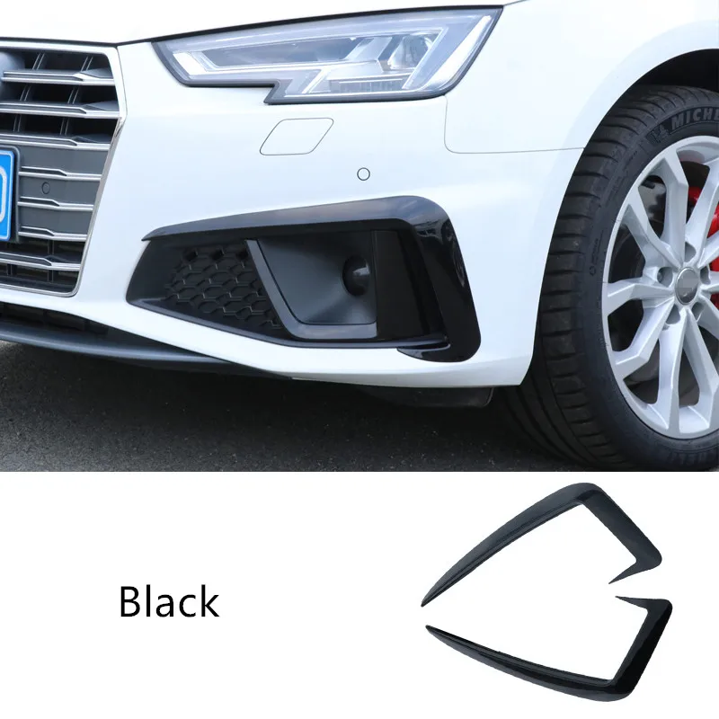 Front Fog Lamp Wind Knife Fangs Trim Strips 2Pcs For Audi A4 B9 2019 Car Styling Body Protection Covers Stickers | Автомобили и