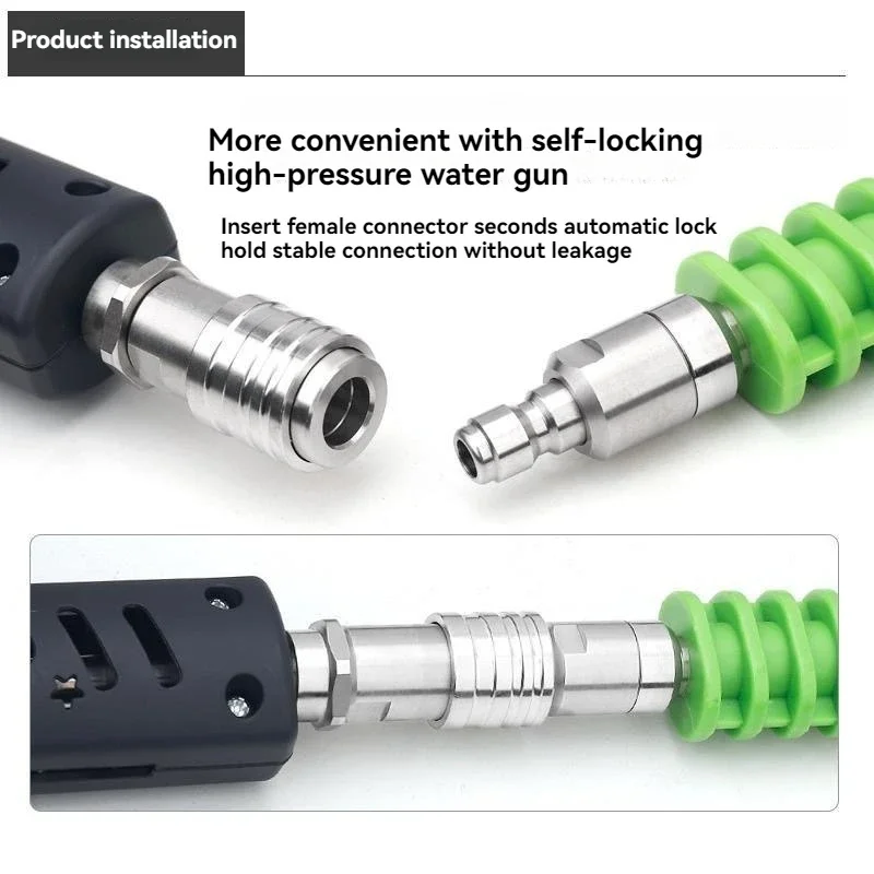 Autowaschmaschine Hochdruck-Wasserpistole Edelstahl Selbstverriegelnder Verlängerungsstab Düsenverlängerungsstange Schnellkupplung – Detail 3