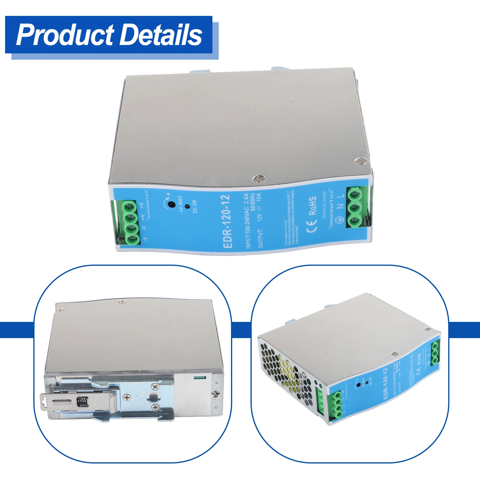 12V DC 레일 스위칭 전원 공급 장치 120W 10A 출력, 과학 연구 및 산업용, 전기 기계 응용 분야용