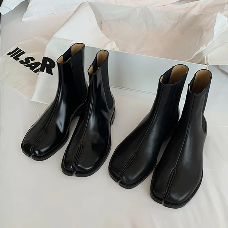 

2023 Autumn and Winter New British Style Horseshoe Short Mid-Calf Stretch Personality Design Chelsea Boots Women