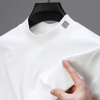 High Quality Luxury Men's T-Shirt 2024Spring Summer New Pattern Embroid Long Sleeve Korean Business Fashion Trend Men's Wear Top