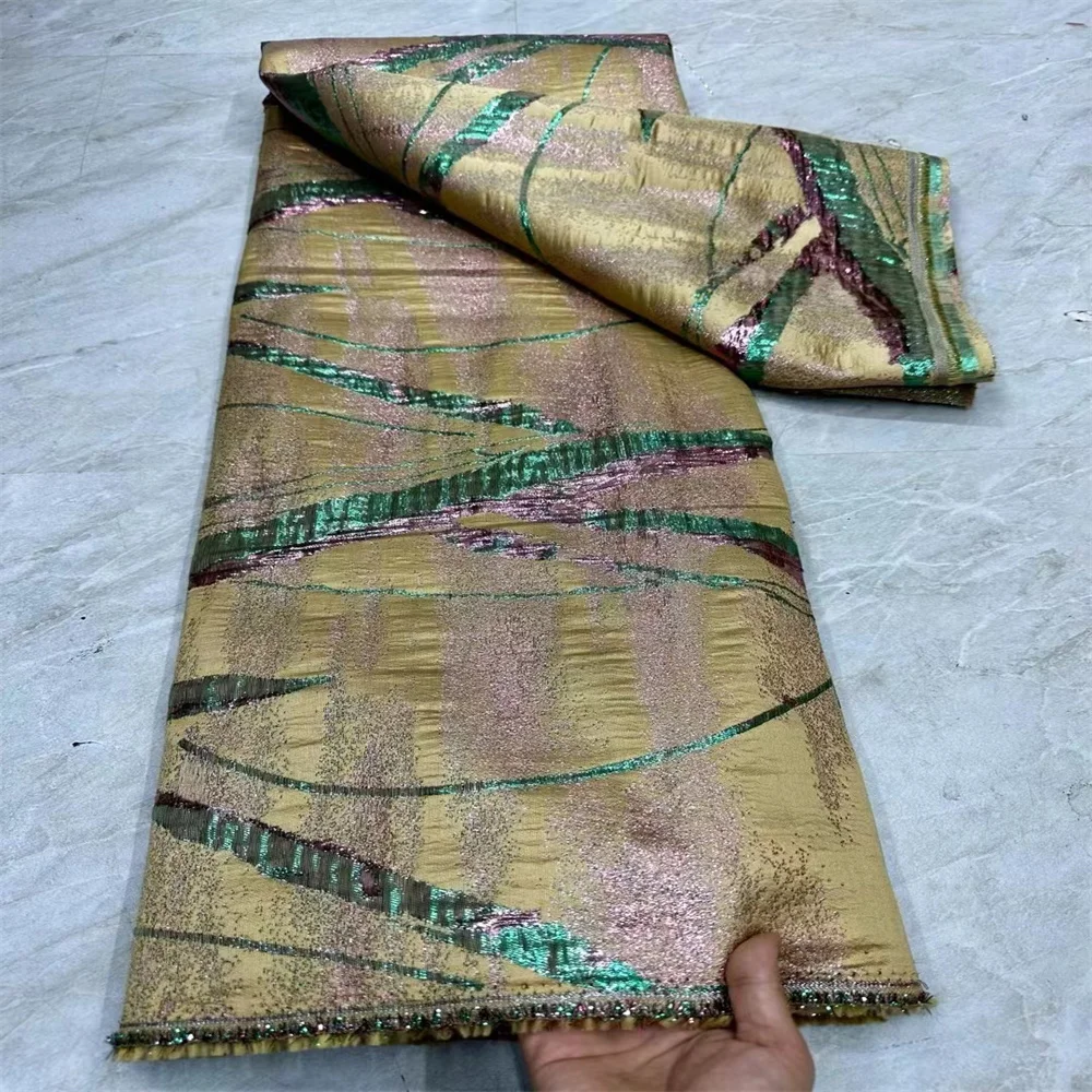 

2024 новейшая африканская жаккардовая кружевная ткань, нигерийская жаккардовая кружевная ткань, Французская ткань, Brocard Fabric 5 ярдов для платьев