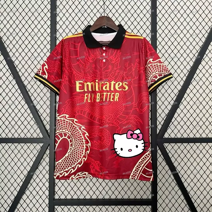 Hello Kitty Dragon Pattern Football Jersey Short Sleeve Casual Outdoor Women's Oversized Men's Polo T-shirt 3