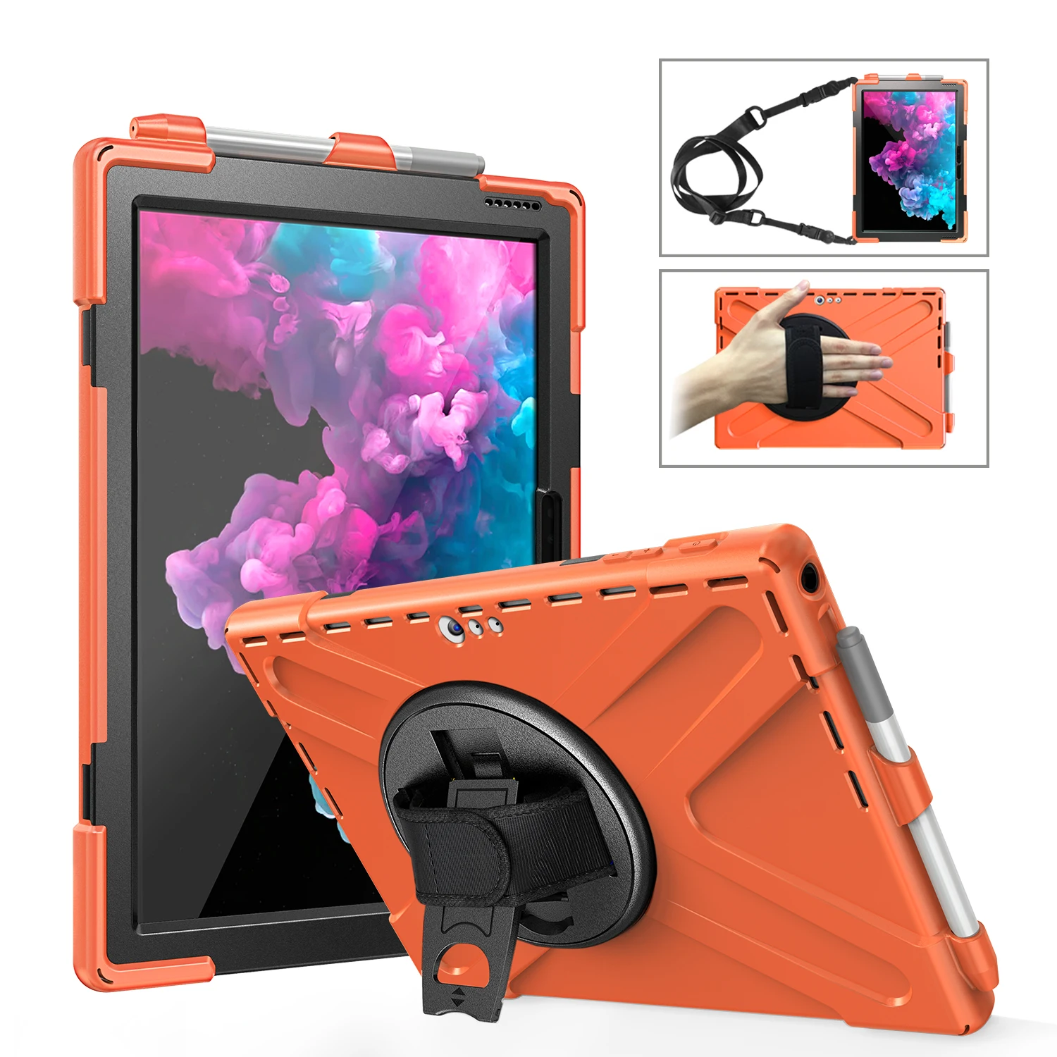 Custodia Per Microsoft Surface Go 1/2/3 Pro4/5/6/7/7 Plus Pro X Cover Per Tablet 3 Strati Proteggi La Mano/Cinturino Sholulder Pc + Silicone Funda