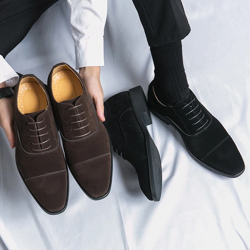 Men Derby shoes casual gentleman fashion business men dress shoes suede leather classic