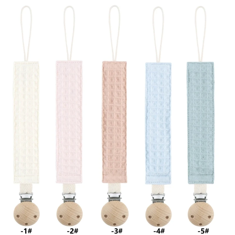 

67JC Cotton Pacifier Holder Chain for Babies Anti drop Lanyard Dummy Nipple Holder Clip Strap Solid Color for Infant Pacifier