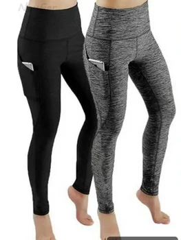 Pantaloni da yoga a vita alta, sollevamento dei fianchi e dimagranti con tasche laterali, adatti per lo sport, possono essere utilizzati anche come leggings.
