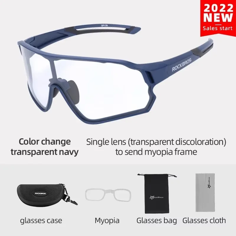 ROCKBROS Unisex Photochromic Sports Sunglasses - UV Protection & Anti-Glare Cycling Glasses