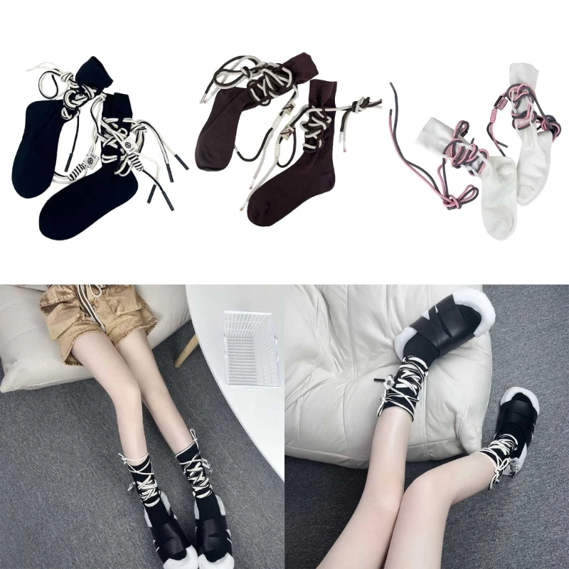 

Dress up Socks Cool Design Socks Ruffle Ankle Socks with Drawstring Lace Socks