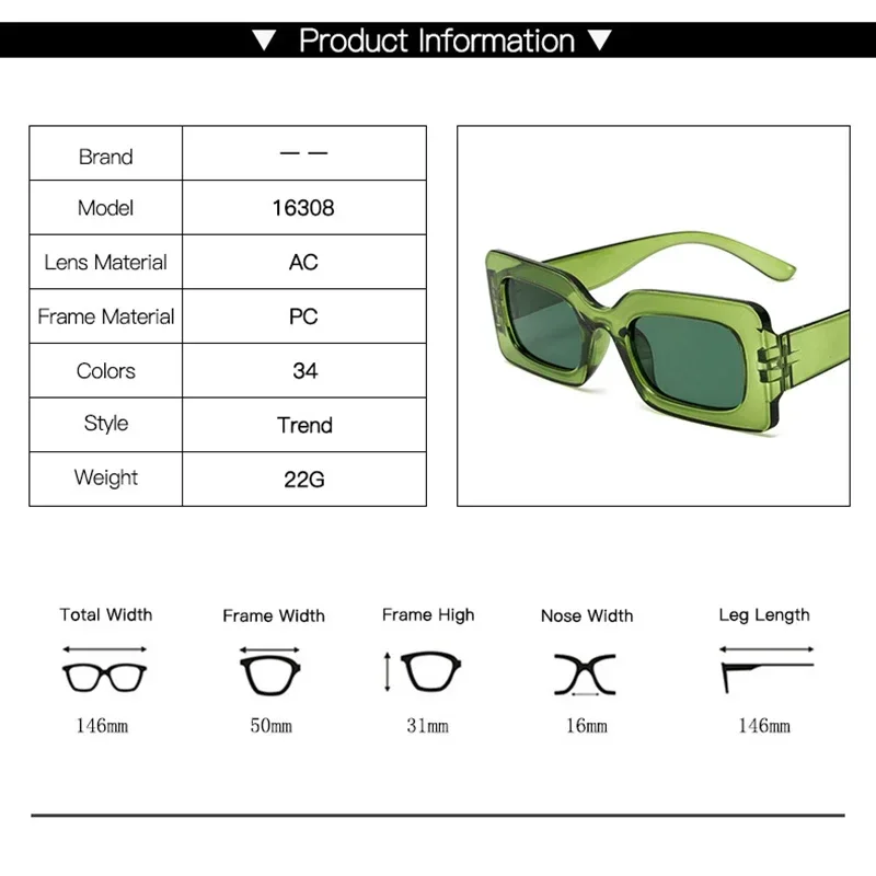 Classic Rectangle Sunglasses Men Women UV400