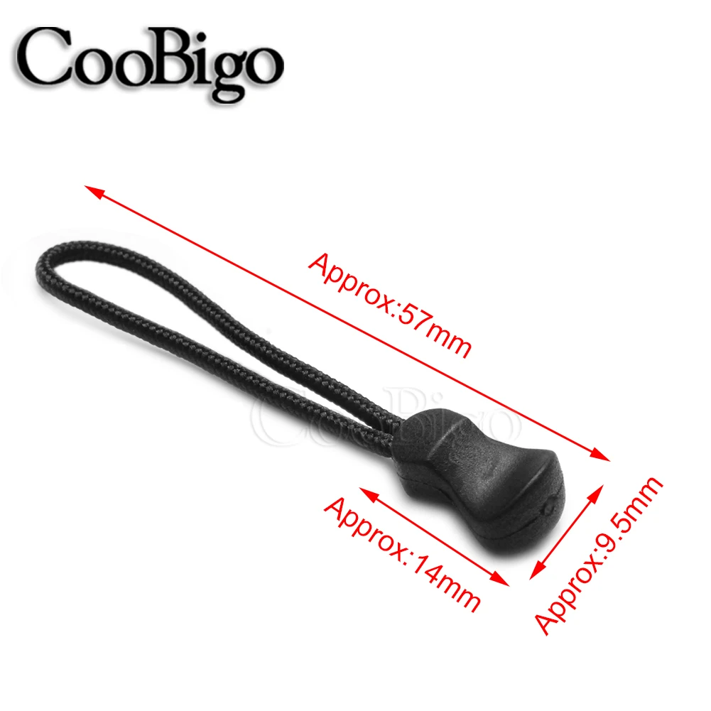 10pcs Zipper Pull Cord End Strap Lariat Replacement for Apparel Backpack Bag Sportswear Luggage Sewing Accessories Plastic