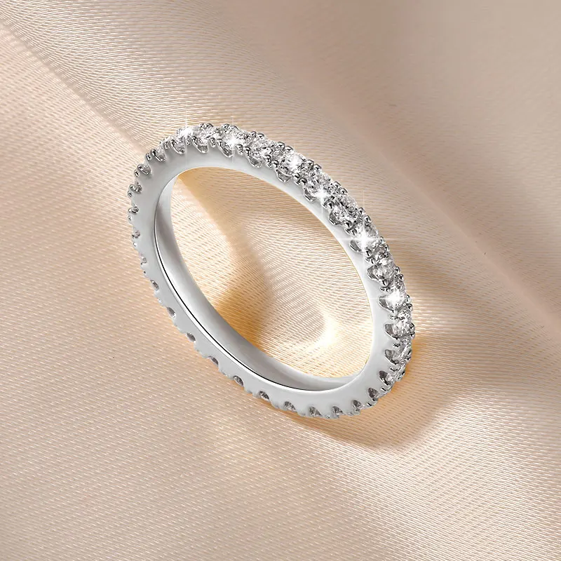 Ehhai 2mm Vollrunder Moissanit Eternity-Ring für Damen Stapelbarer Verlobungsring Feiner Schmuck Hochzeits-Jahrestagsgeschenke – Detail 10